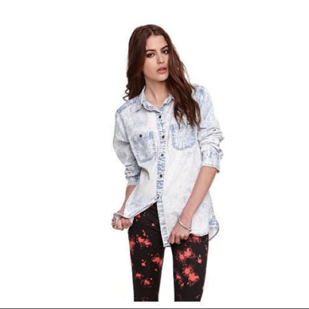 BULLHEAD DENIM UTILITY ACID WASH BLUE WOVEN SHIRT